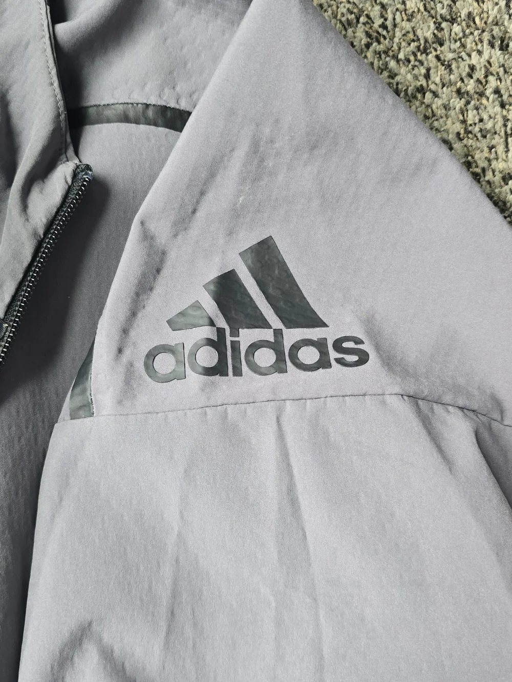 adidas Light Gray Performance Jacket with Black Logo